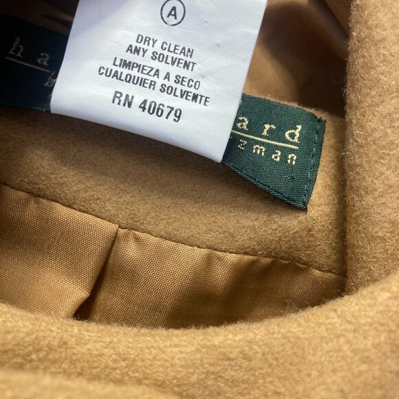 Vintage Harve Benard Wool Toggle Jacket Womens 26W Mid Length Tan Hood Pea Coat - Picture 11 of 16